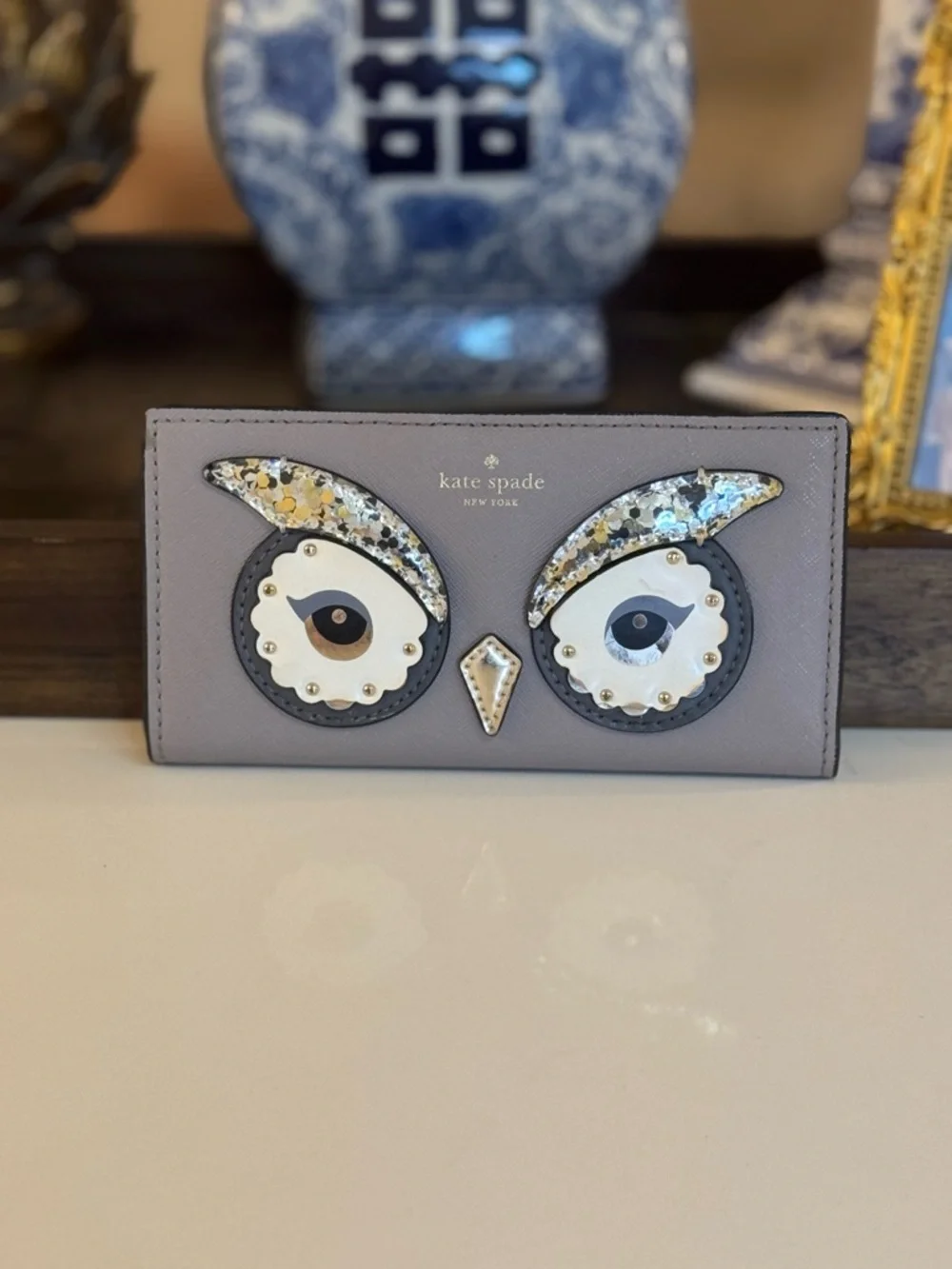 🩶 KATE SPADE OWL STACEY SAFFIANO LEATHER WALLET! - Picture 1 of 9